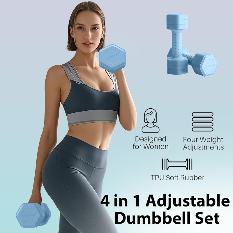 Cloud Fire Adjustable Dumbbell Set of 2, 4 in 1 Free Weights Dumbbells Set, Hand Weights for Women at Home, 5 lb Dumbbells Set with Non-slip Comfort Handle for Home Gym Exercise Workout Training - Image 2